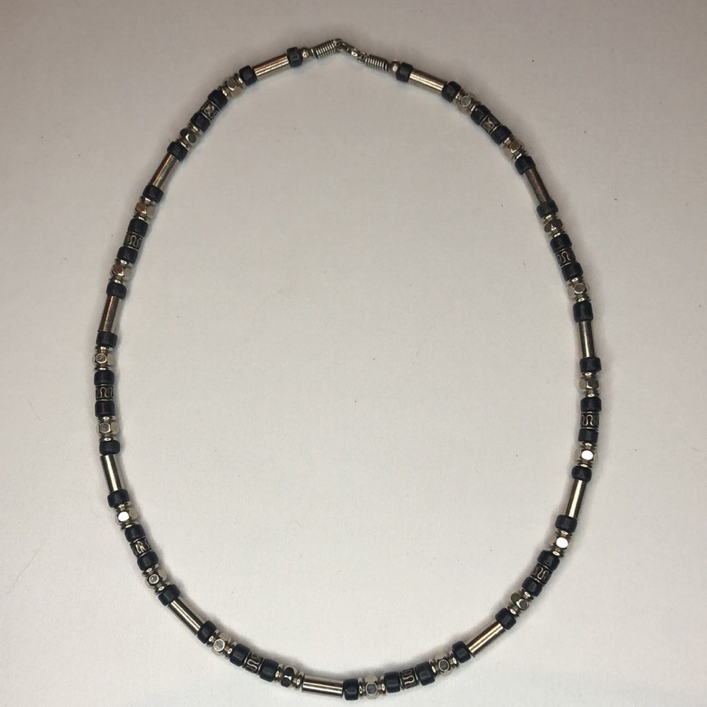 Black And Silver Unisex Necklace 21”